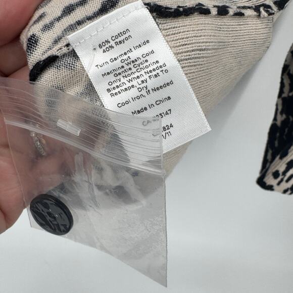 Talbots Sweater Womens Large Cardigan 3/4 Sleeve Button Up Knit Black Cream - Picture 5 of 7